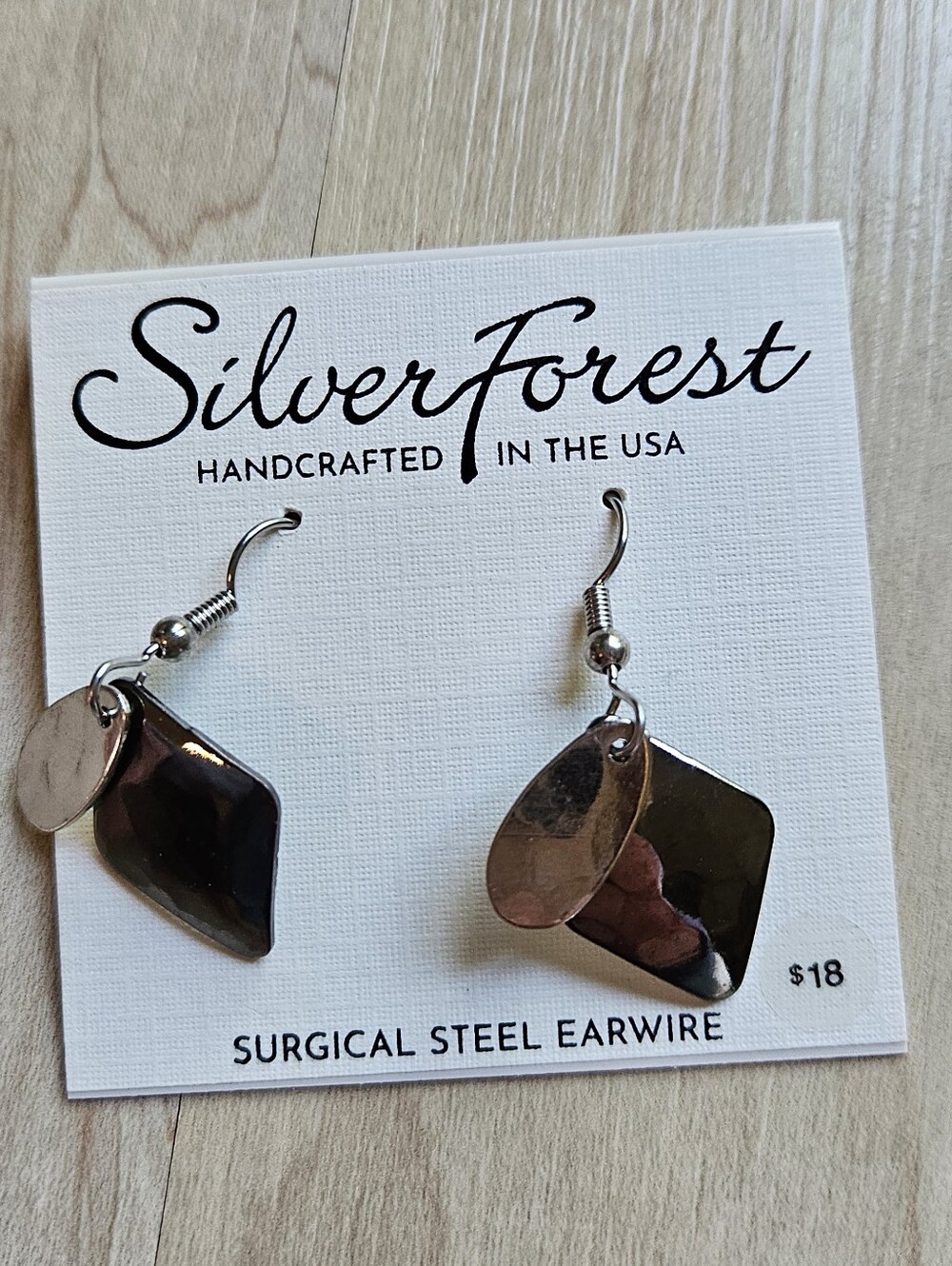 Silver Forest Drop Dangle Hook Earrings Surgical Steel Earwire